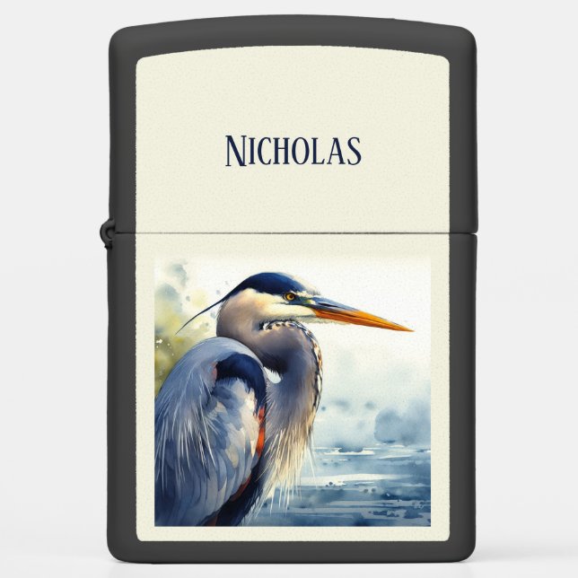 Great Blue Heron Wildlife Wetlands Bird Art Nature Zippo Lighter (Front)