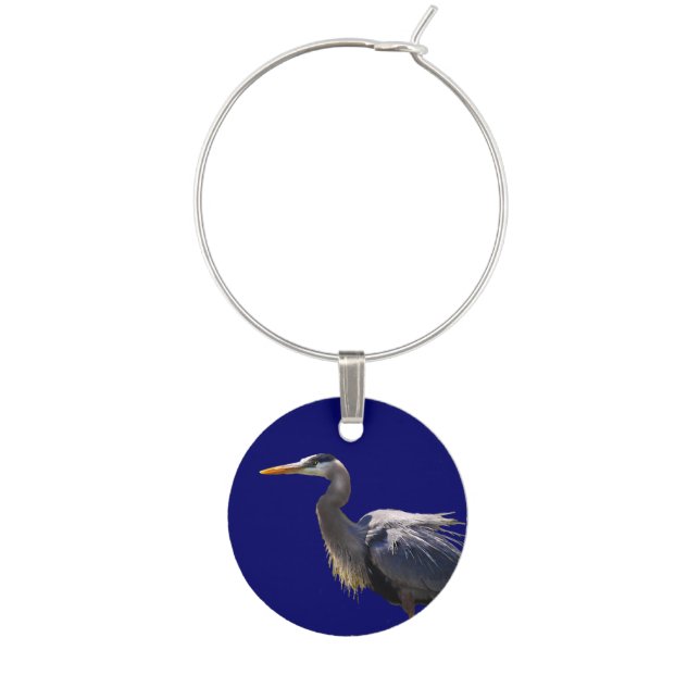 Great Blue Heron Wine Charm (Front)