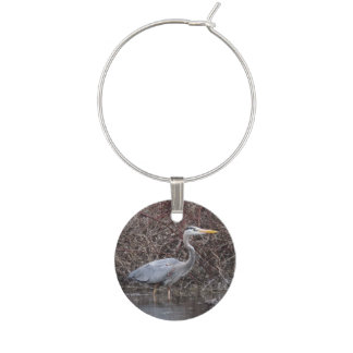 Great Blue Heron Wine Glass Charm