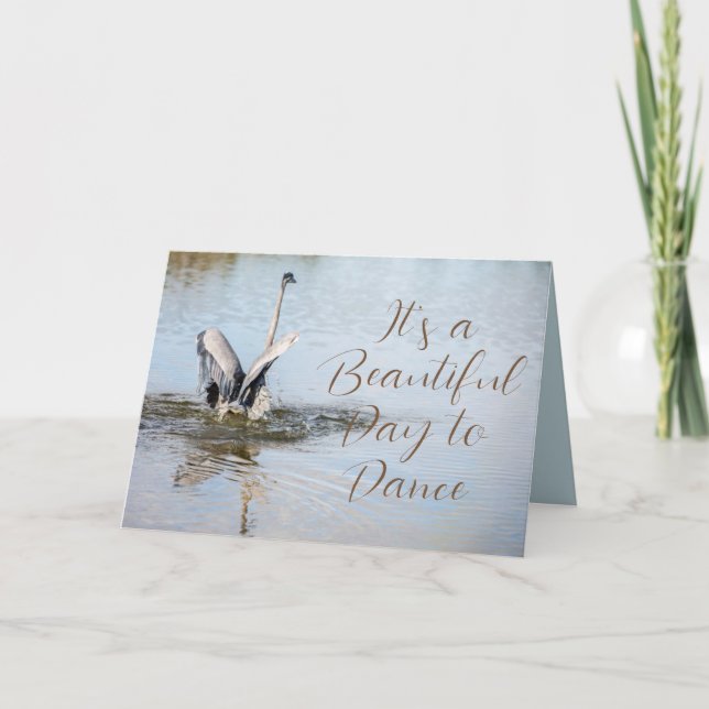 Great Blue Heron Wings Spread on Water Card (Front)