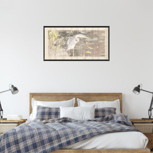 Great Blue Heron with Linen & Sage Border Canvas Print