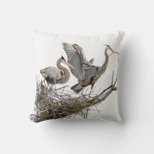 Great Blue Herons Building a Nest Throw Pillow