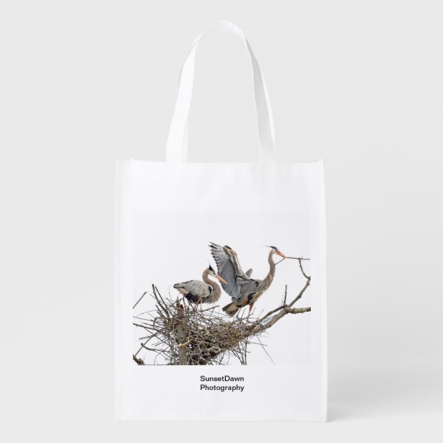 Great Blue Herons Grocery Bag (Front)