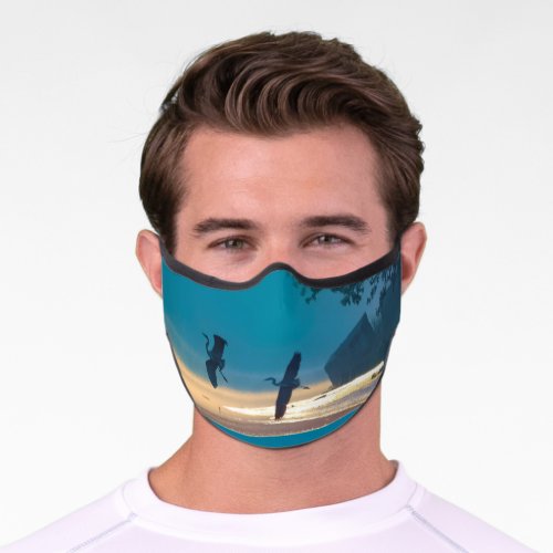 Great Blue Herons take flight Premium Face Mask