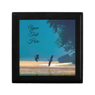Great Blue Herons Take Flight -Teal Gift Box