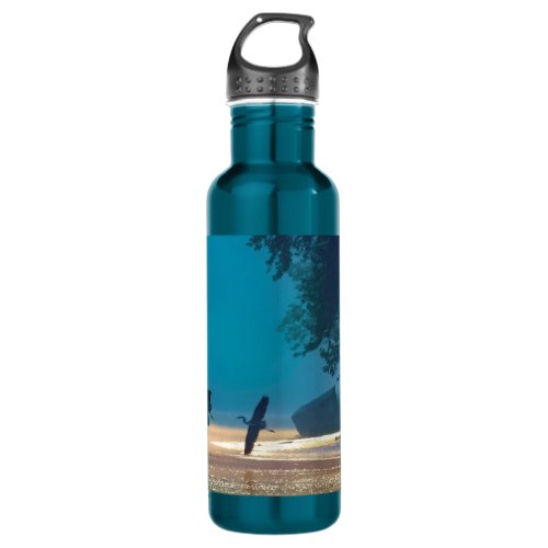 Great Blue Herons Take Flight _Teal Stainless Steel Water Bottle