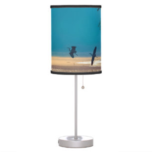 Great Blue Herons Take Flight -Teal Table Lamp