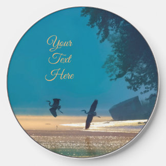 Great Blue Herons Take Flight -Teal Wireless Charger