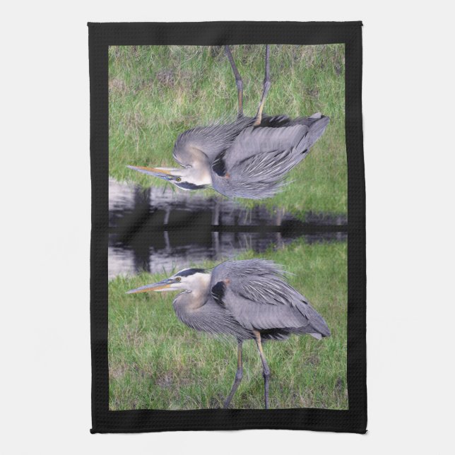 Great Blue Heron's Territory Kitchen Towel (Vertical)