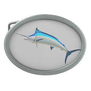 Great Blue Marlin Oval Belt Buckle