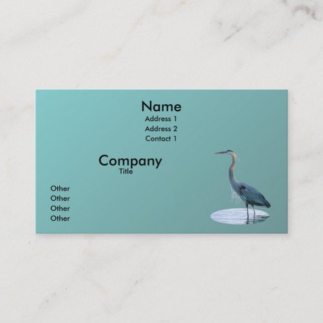 Great Blue Standing Tall Business Card (Front)