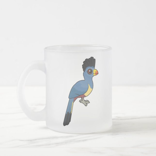 Great Blue Turaco Frosted Glass Coffee Mug (Left)