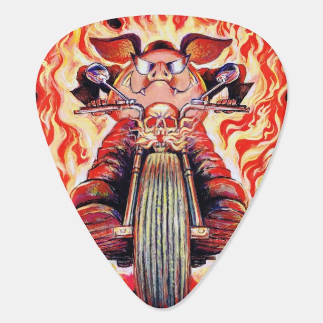 Great Boars Afire Guitar Pick or Plectrum (Back)
