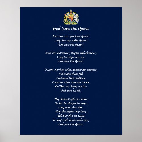 Great Britain Anthem Poster God Save the Queen