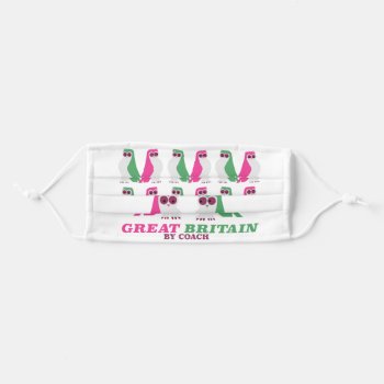 Great Britain  "by Coach"  Owl  Travel Poster Post Adult Cloth Face Mask by bartonleclaydesign at Zazzle