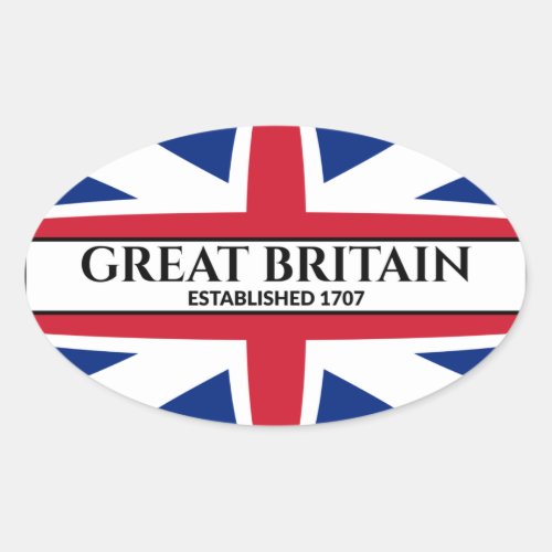 Great Britain Established 1707 Kings Colors Flag Oval Sticker