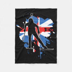 Great Britain Flag Biathlonist - British Biathlon Fleece Blanket