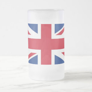 Great Britain Flag Frosted Glass Beer Mug