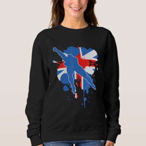 Great Britain Flag Skater  British Ice Skating Sweatshirt