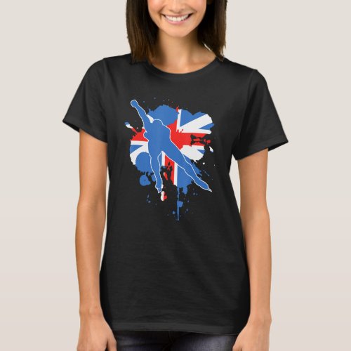 Great Britain Flag Skater  British Ice Skating T_Shirt
