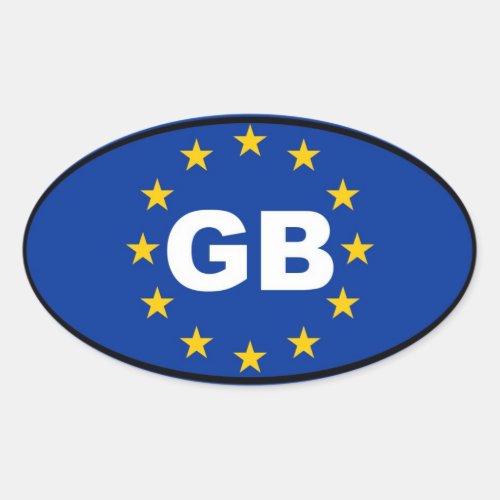 Great Britain _ GB _ European Union oval Oval Sticker