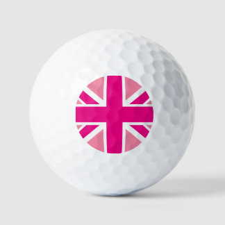 Great Britain Hot Pink And White Union Jack Flag Golf Balls