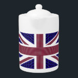 Great Britain Independence Day, England Flag Teapot<br><div class="desc">Great Britain Independence Day.
This flag of ENGLAND is made with images of Gemstones:
The blue background are rectangular shaped blue Sapphires.
The Red stripes are rectangular shaped Rubies.
The Stars are Diamonds.</div>