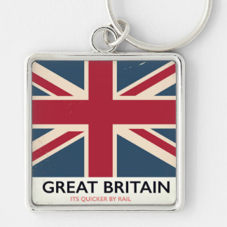 Great Britain "Its quicker by rail" vintage poster Keychain