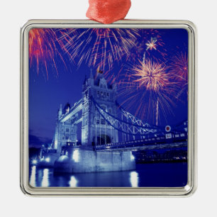 Great Britain, London. Fireworks over the Tower Metal Ornament