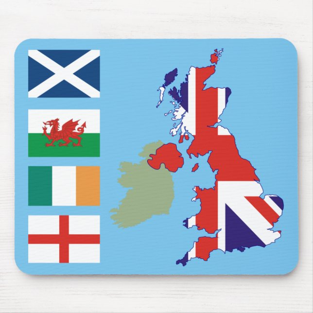 Great Britain Map and Flags Mouse Pad (Front)