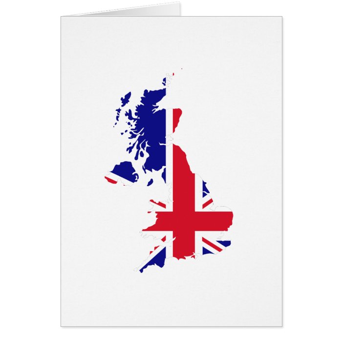 Great Britain Map Flag Greeting Cards