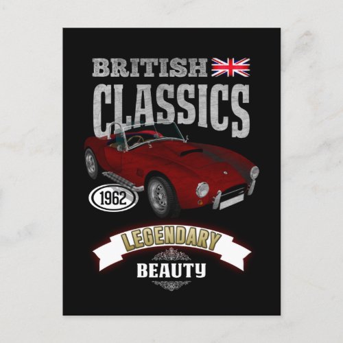 Great Britain Oldtimer AC Shelby Cobra Union Jack Postcard