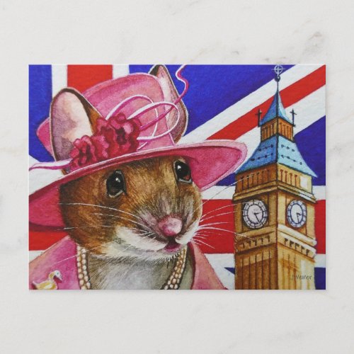 Great Britain Queen Mouse Big Ben Watercolor Art P Postcard