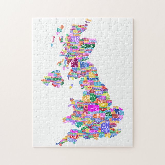 Great Britain UK City Text Map Jigsaw Puzzle (Vertical)