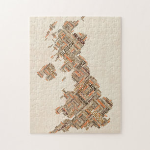 Great Britain UK City Text Map Jigsaw Puzzle