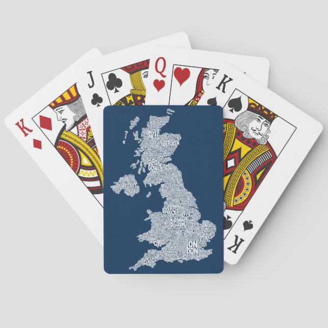 Great Britain UK City Text Map Poker Cards (Back)