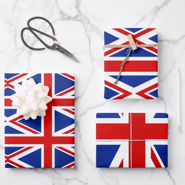Great Britain United Kingdom British UK Flag  Wrapping Paper Sheets (Front)