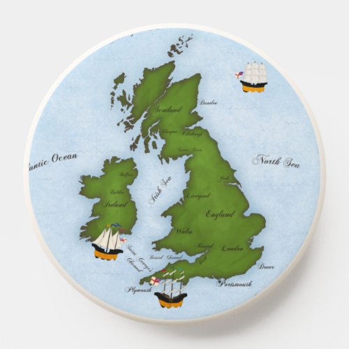 Great Britain United Kingdom Map Nautical Compass PopSocket