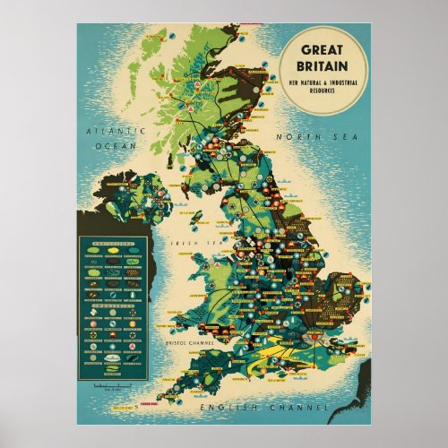Great Britain Vintage British Travel Poster Poster