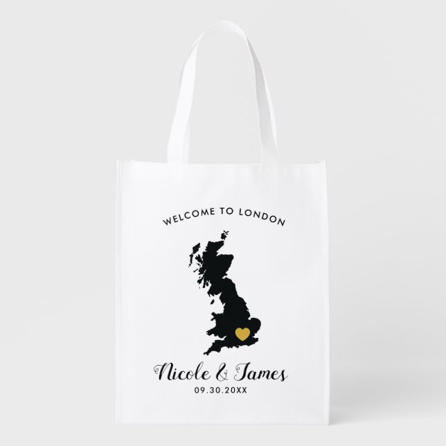Great Britain Wedding Welcome Bag, UK England Bag (Front)
