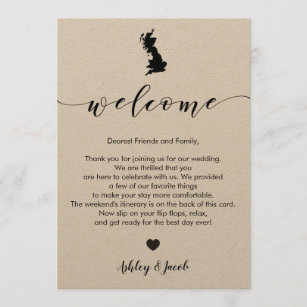 Great Britain Wedding Welcome Letter & Itinerary Program