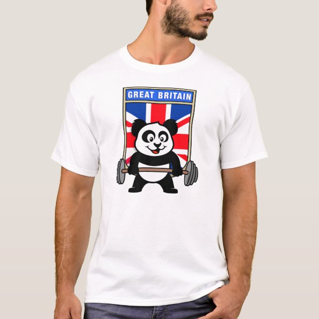 Great Britain Weightlifting Panda T-Shirt (Front)