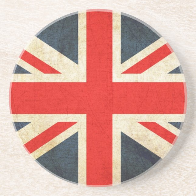 Great Britian Flag in Grunge Drink Coaster (Front)