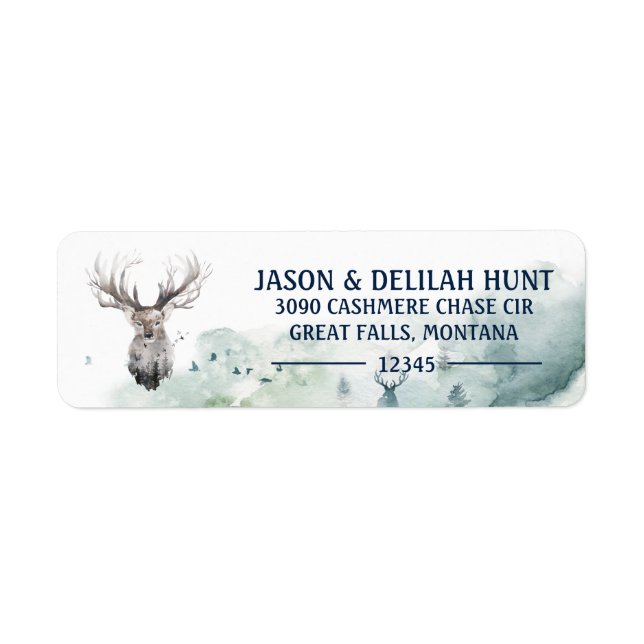 Great Buck Rustic Forest Hunting Return Address Label (Front)