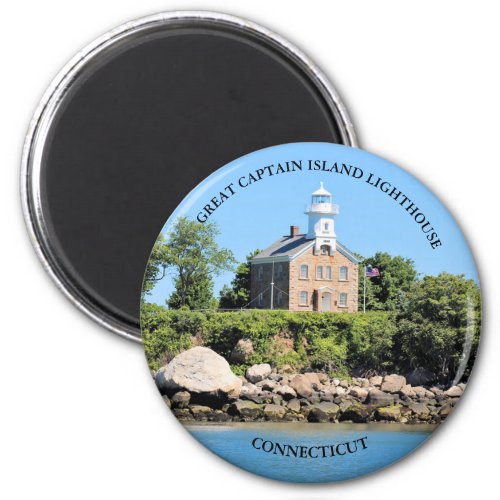 Great Captain Island Lighthouse CT Round Magnet