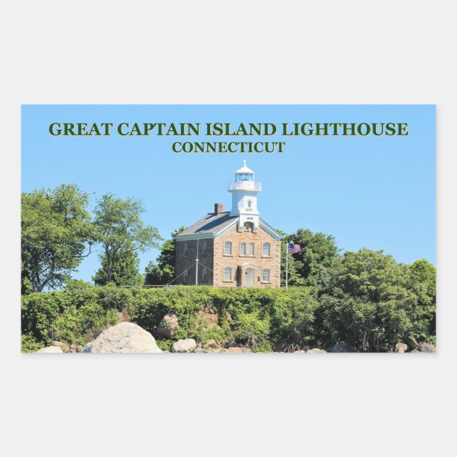 Great Captain Island Lighthouse, CT Stickers (Front)