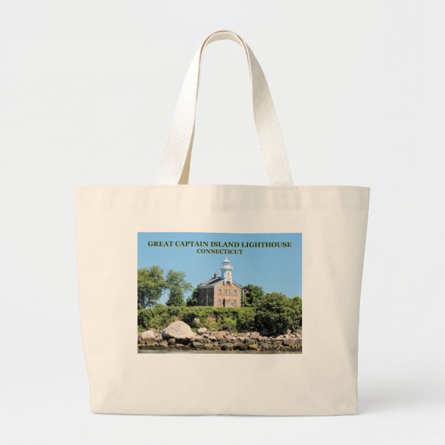 Great Captain Island Lighthouse, CT Tote Bag (Front)