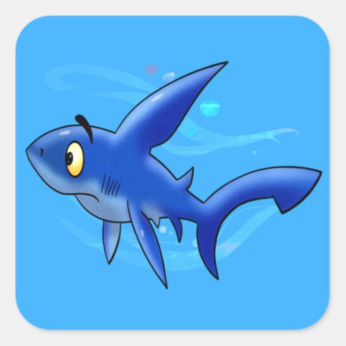 Great Cartoon Shark Square Sticker
