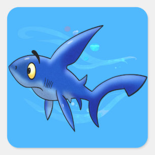 Great Cartoon Shark Square Sticker
