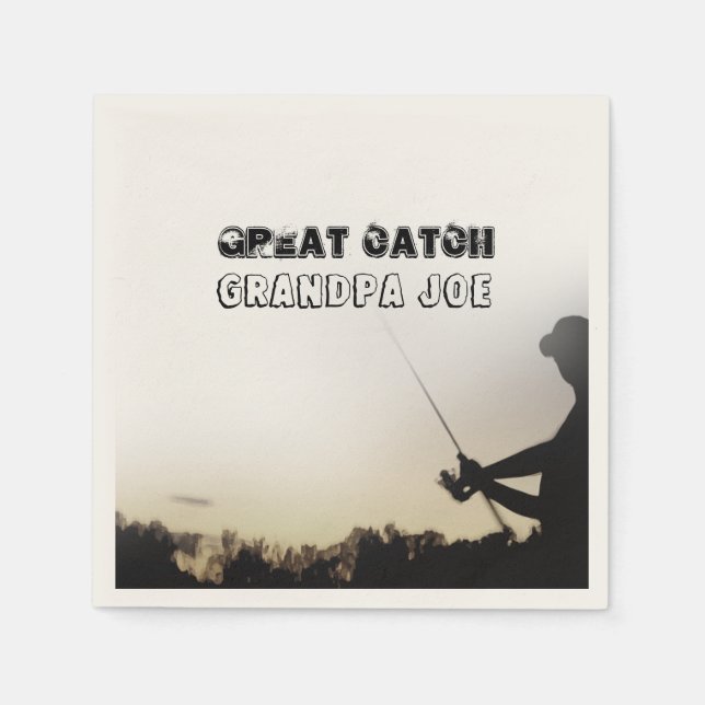 Great Catch - Artsy Fisherman Fishing Personalized Napkins (Front)